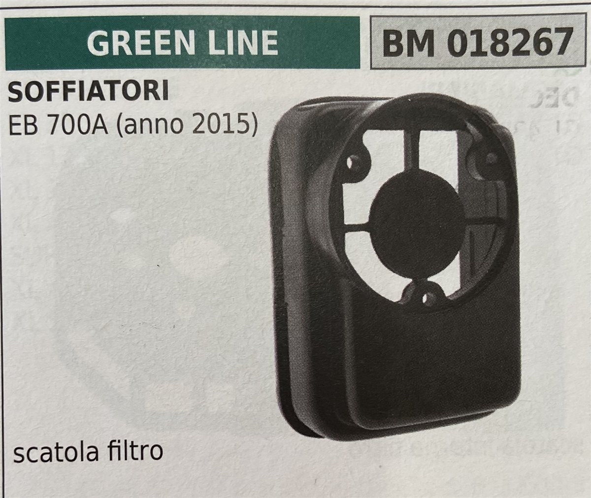 BRUMAR FILTRO GREEN LINE  SOFFIATORI EB 700A (anno 2015)  scatola filtro R.O.-