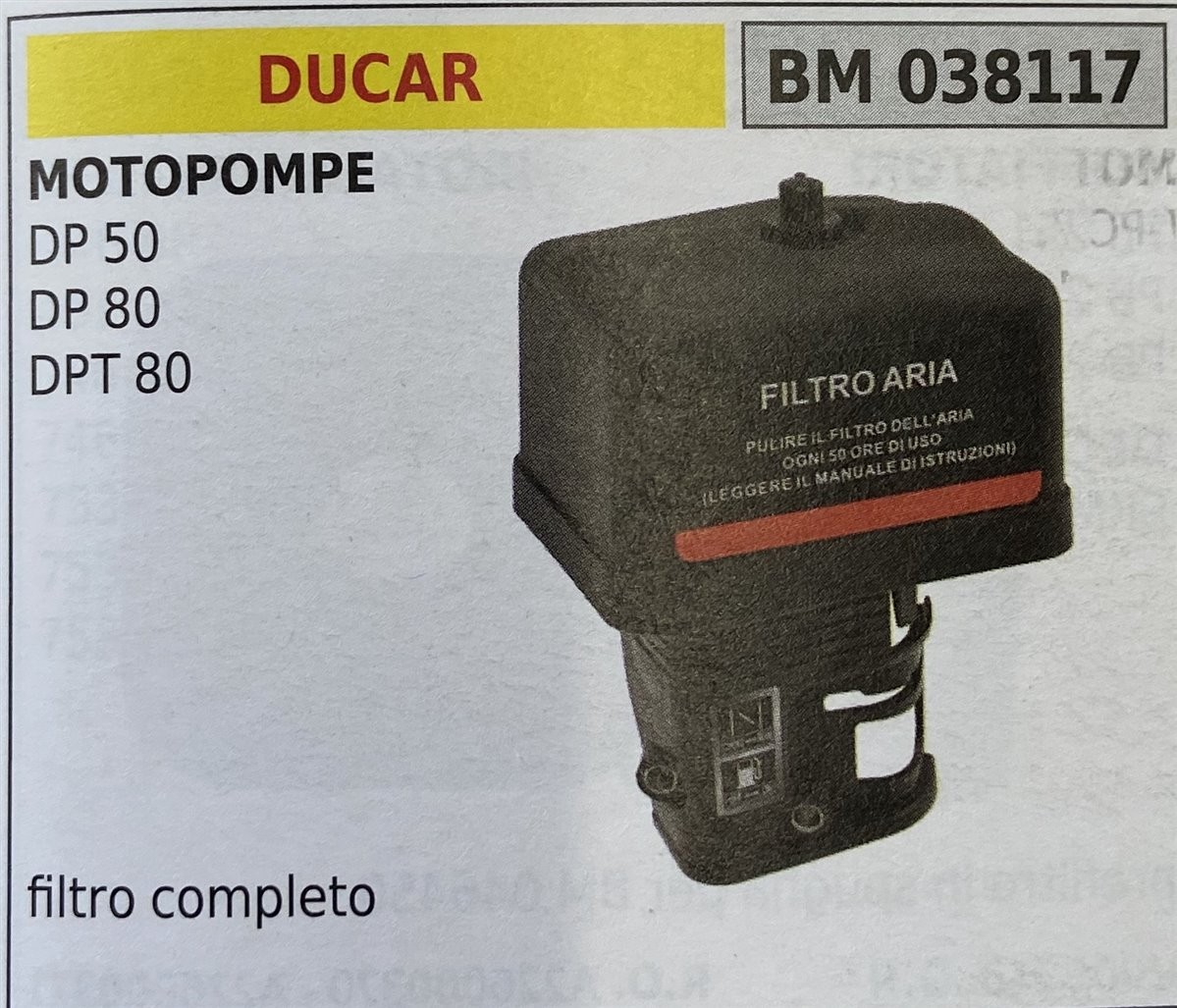 BRUMAR FILTRO DUCAR  MOTOPOMPE DP 50 DP 80 DPT 80  filtro completo R.O.-