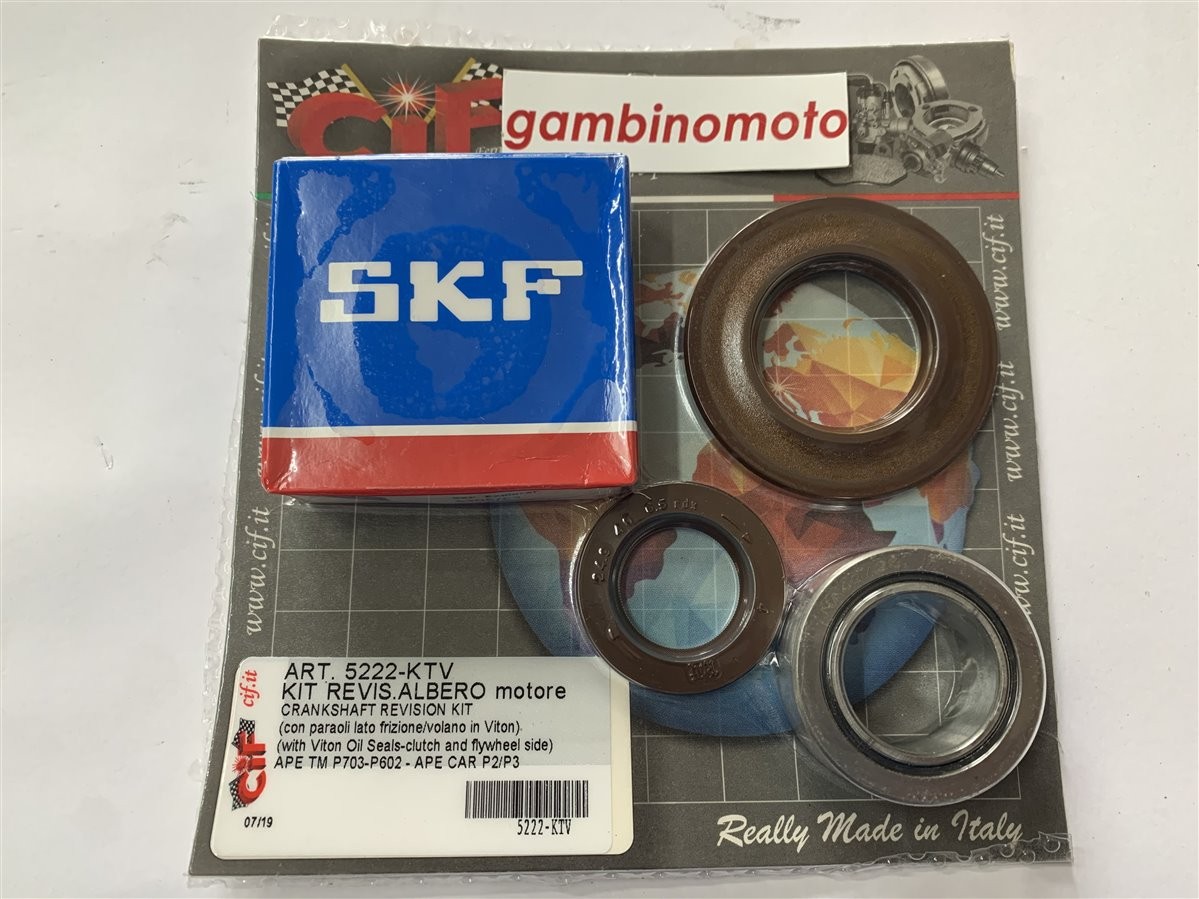 KIT REVISIONE CUSCINETTI BANCO ALBERO MOTORE PARAOLI PIAGGIO APE P602 TM 703