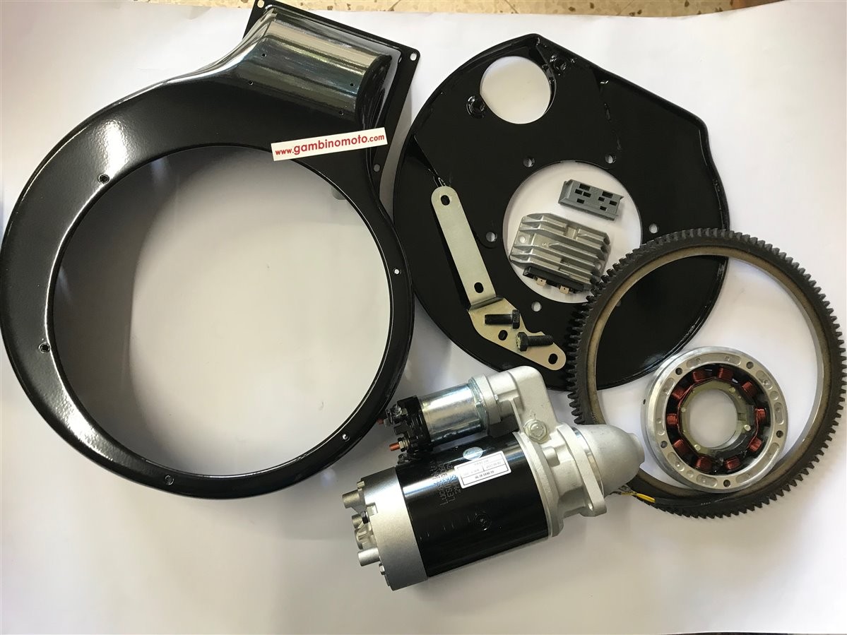 KIT AVVIAMENTO ELETTRICOMOTORE LOMABARDINI  LDA96 - LDA97 - LDA100 - LDA820 - 4LD640 - 4LD705 - 4LD820 - convogliatore - piastra - motorino - corona diam. interno 264 mm - alternatore -regolatore 7 poli - staffa motorino
