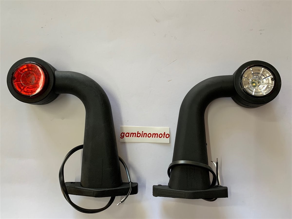 COPPIA Luci d'ingombro a led con braccio ad angolo 45°, colore rosso e bianco 12-30V