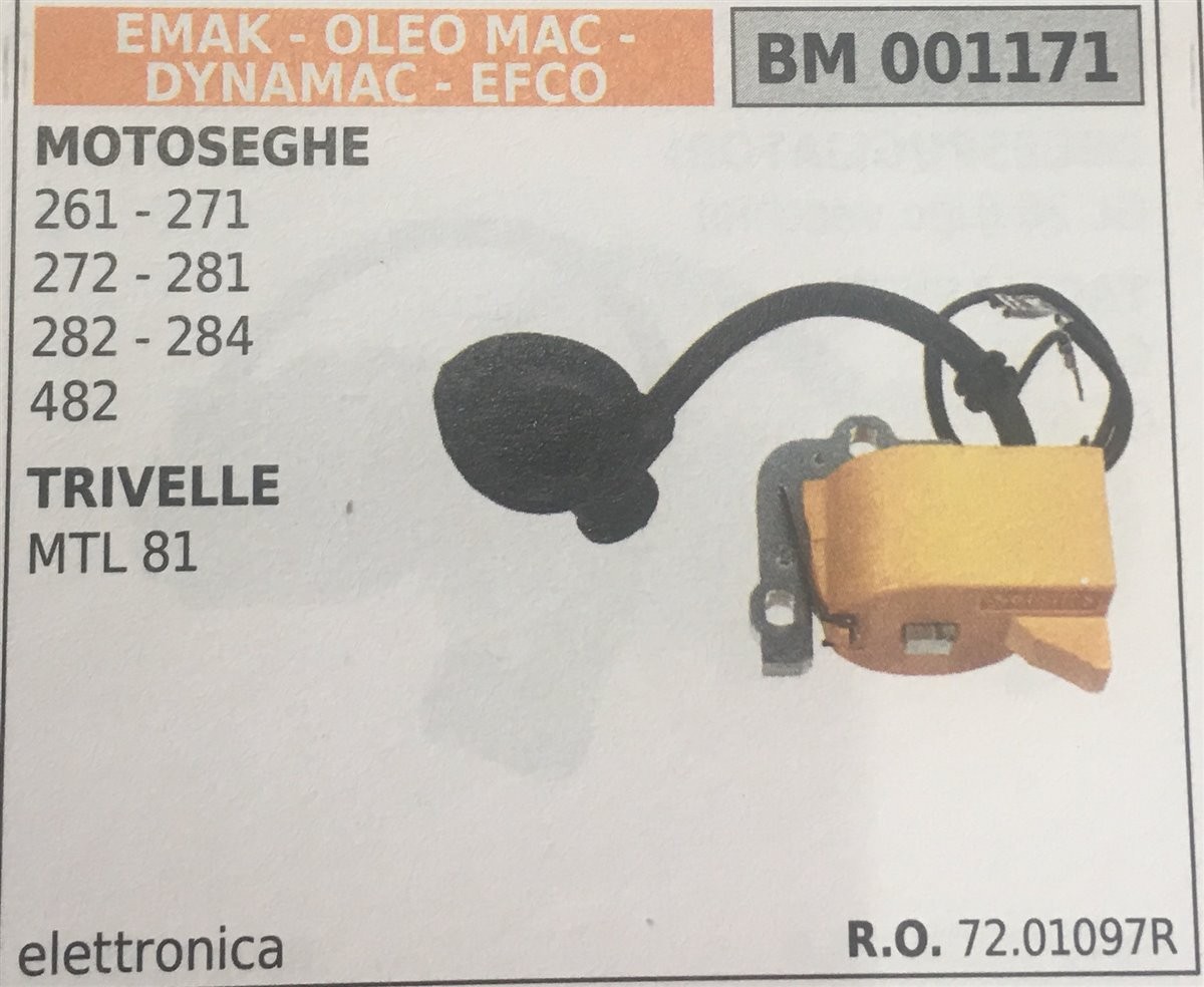 BOBINA BRUMAR ELETTRONICA EMAK - OLEO MAC - DYNAMAC - EFCO MOTOSEGHE 261 - 271 272 - 281 282 - 284 482 TRIVELLE MTL 81