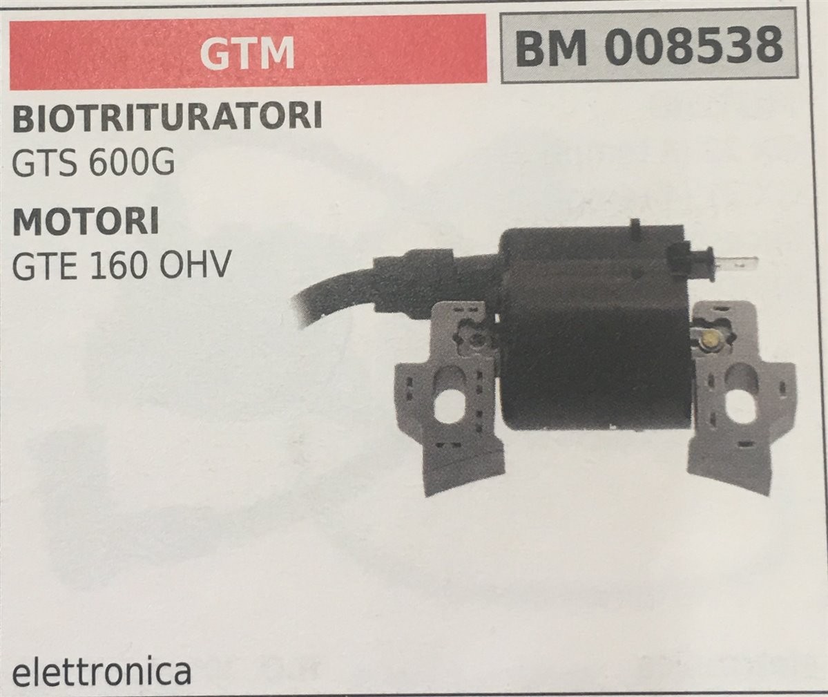 BOBINA BRUMAR ELETTRONICA GTM BIOTRITURATORI GTS 600G MOTORI GTE 160 OHV