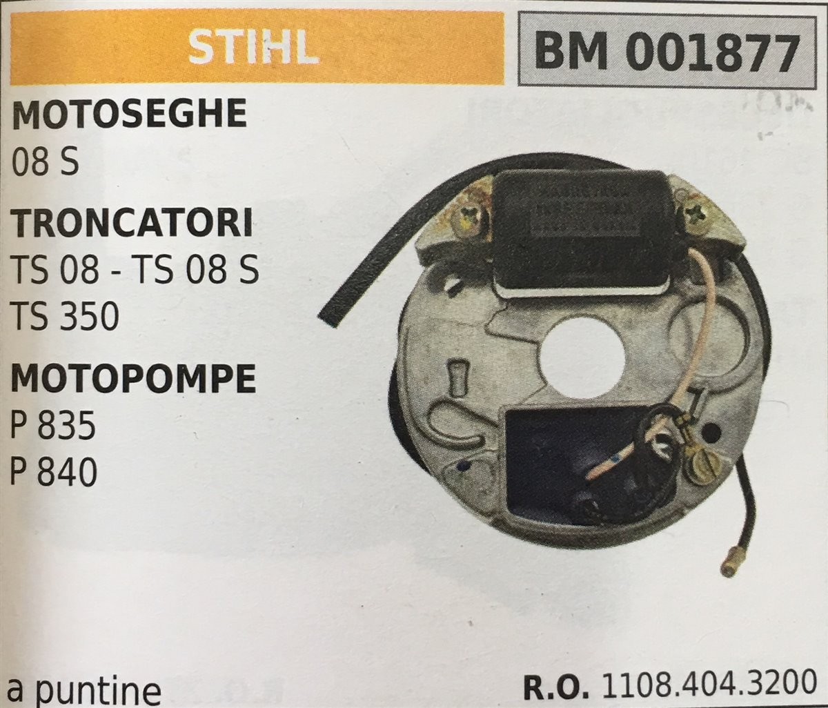 BOBINA BRUMAR A PUNTINE STIHL MOTOSEGHE 08 S TRONCATORI TS 08 - TS 08 S TS 350 MOTOPOMPE P 835 P 840