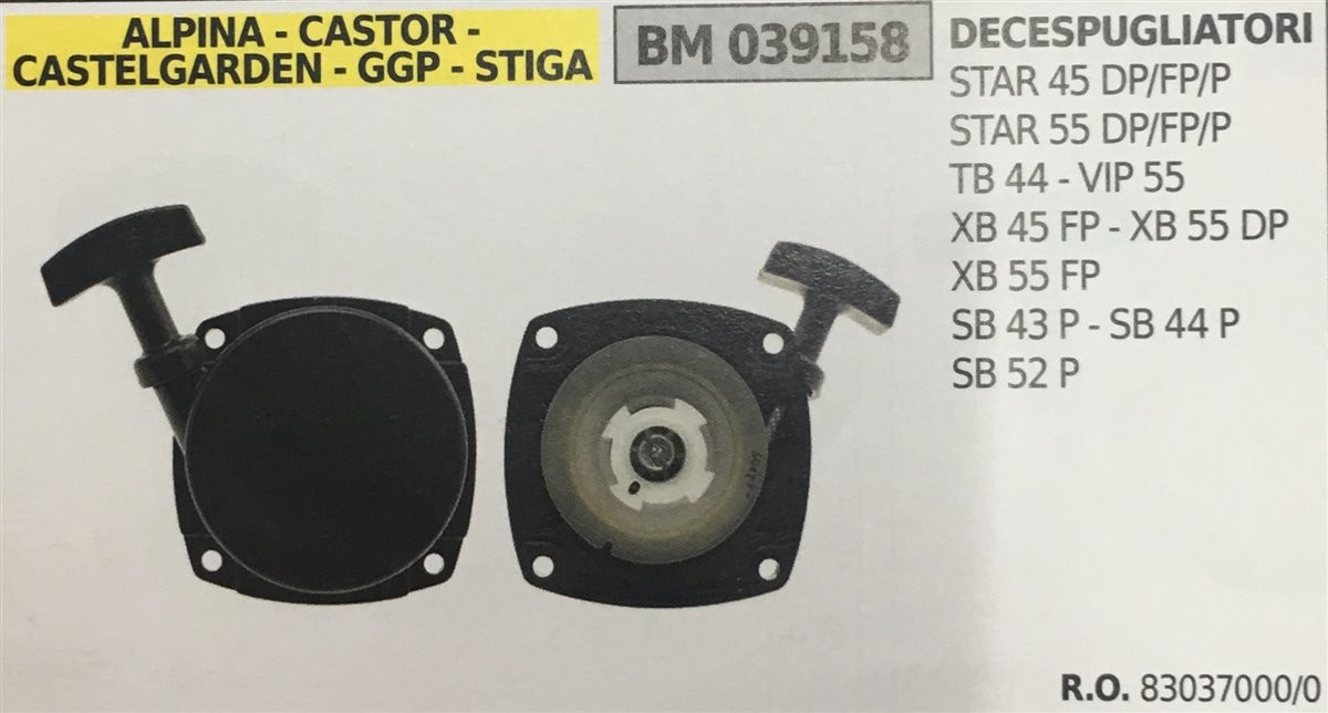 AVVIAMENTO COMPLETO BRUMAR ALPINA - CASTOR - CASTELGARDEN - GGP - STIGA DECESPUGLIATORI STAR 45 DP/FP/P STAR 55DP/FP/P TB 44 - VIP 55 XB 45 FP - XB 55 DP XB 55 FP SB 43 P - SB 44 P SB 52 P
