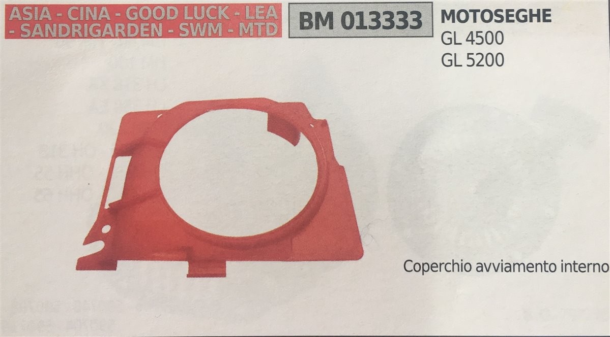 AVVIAMENTO COMPLETO BRUMAR ASIA - CINA - GOOD LUCK - LEA - SANDRIGARDEN - SWM - MTD MOTOSEGHE GL 4500 GL 5200  coperchio avviamento interno