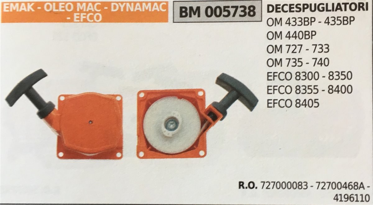 AVVIAMENTO COMPLETO BRUMAR EMAK - OLEO MAC - DYNAMAC - EFCO DECESPUGLIATORI OM 433BP - 435BP OM 440BP OM 727 - 733 OM 735 - 740 EFCO 8300 - 8350 EFCO 8355 - 8400 EFCO 8405