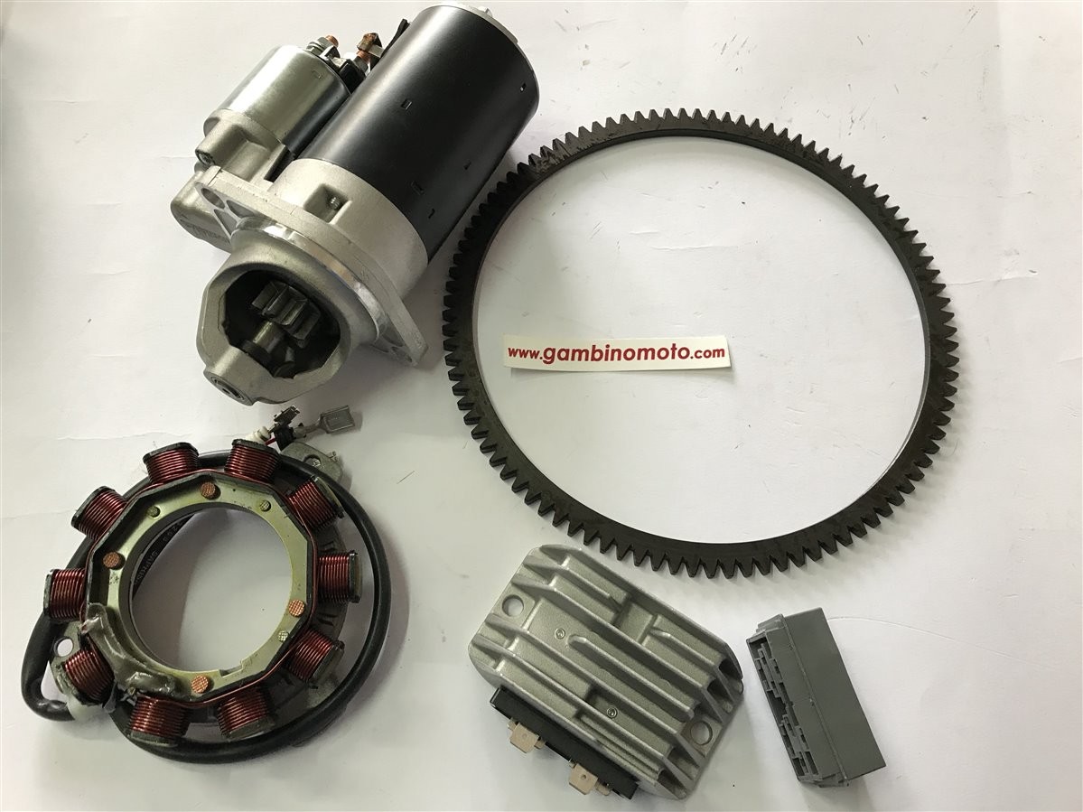 Kit avviamento elettrico completo CORONA Z-109 RUGGERINI RD/RF80/90/120/140 170017K  Corona Z-109 - diam. int. 236 (rif.orig. 256R011) + Motorino (rif.orig. 563.50) + Alternatore (rif.orig. 1157.153) + Regolatore (rif.orig. 7362.294)