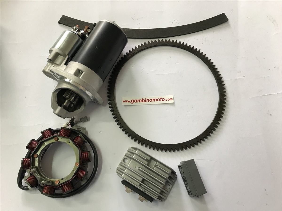 Kit avviamento elettrico completo regolatore 3 fili 15LD400 440 LOMBARDINI 170016K Corona Z-102 - diam. int. 219,40 (rif.orig. 2816.204) + *Motorino (rif. orig. 5840.218) + Alternatore 3 fili (rif. orig. 8565.113) + Rotore plastoferrite (rif. orig. 2002.0