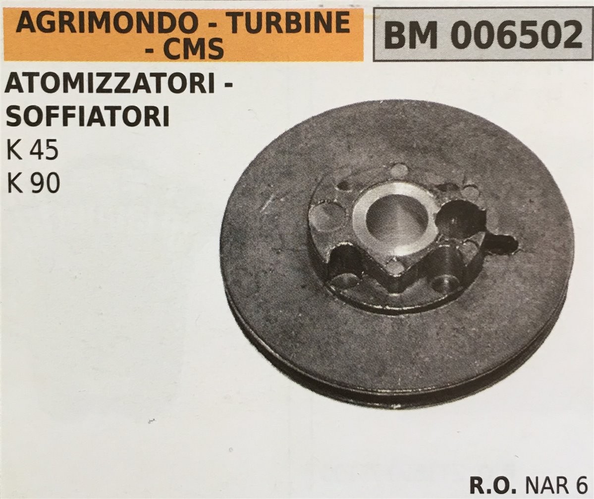 PULEGGIA AVVIAMENTO BRUMAR AGRIMONDO - TURBINE - CMS ATOMIZZATORI - SOFFIATORI K 45 K 90