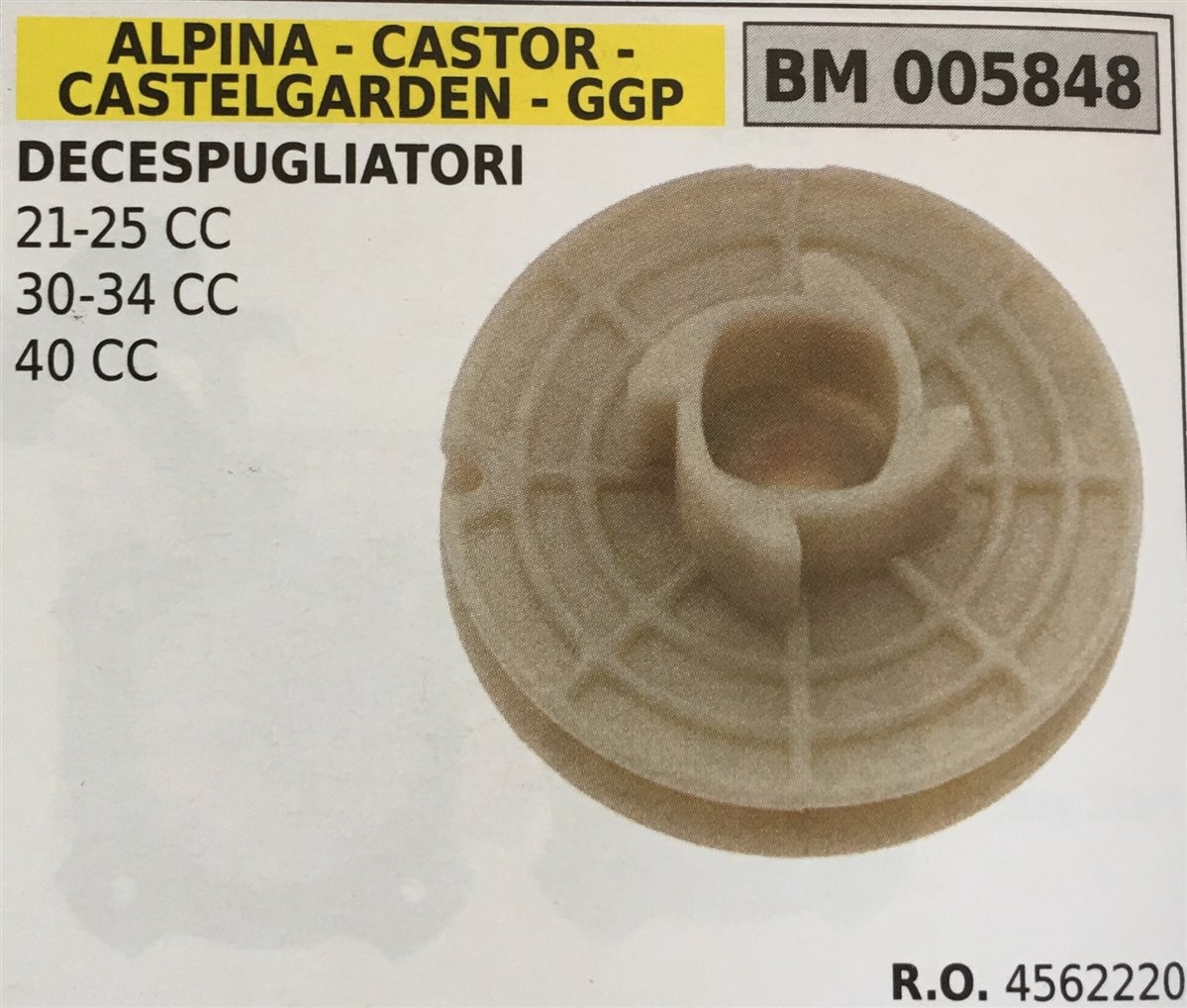 PULEGGIA AVVIAMENTO BRUMAR ALPINA - CASTOR - CASTELGARDEN - GGP DECESPUGLIATORI  21-25 CC 30-34 CC 40 CC