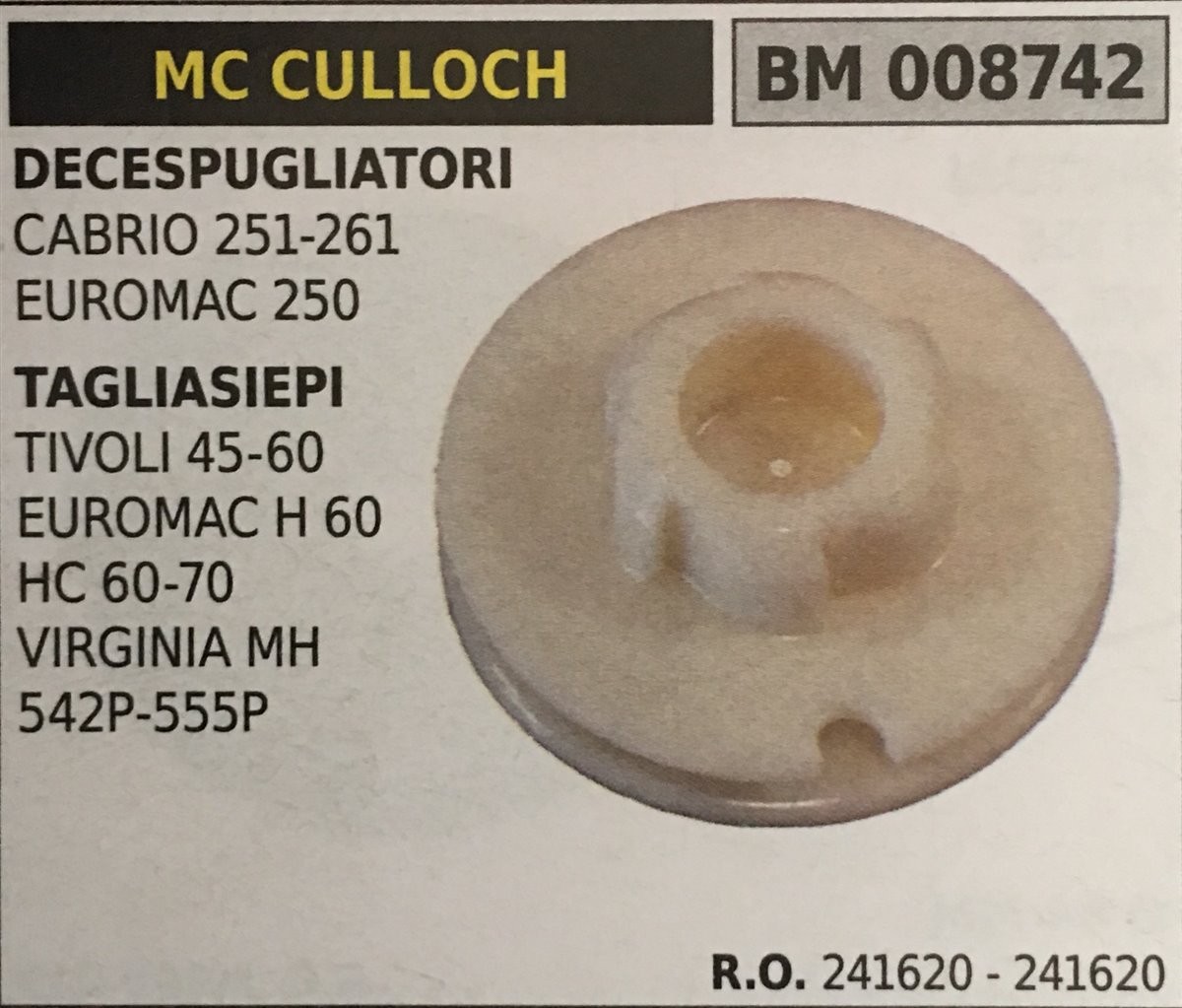 PULEGGIA AVVIAMENTO BRUMAR MC CULLOCH DECESPUGLIATORI CABRIO 251-261 EUROMAC 250 TAGLIASIEPI TIVOLI 45-60 EUROMAC H 60 HC 60-70 VIRGINIA MH 542P-555P