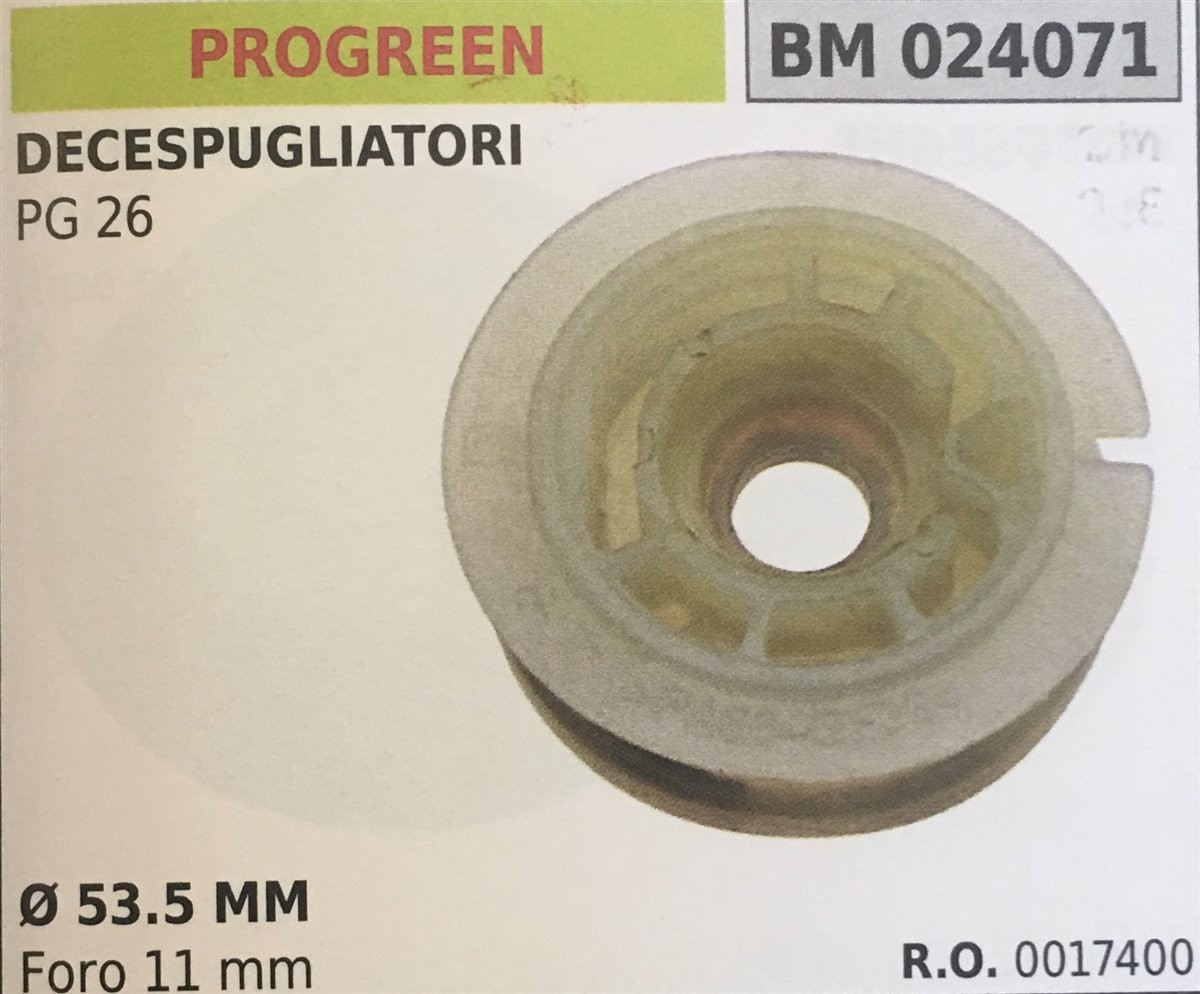 PULEGGIA AVVIAMENTO BRUMAR PROGREEN DECESPUGLIATORI PG 26    Ø 53.5 MM foro 11 mm