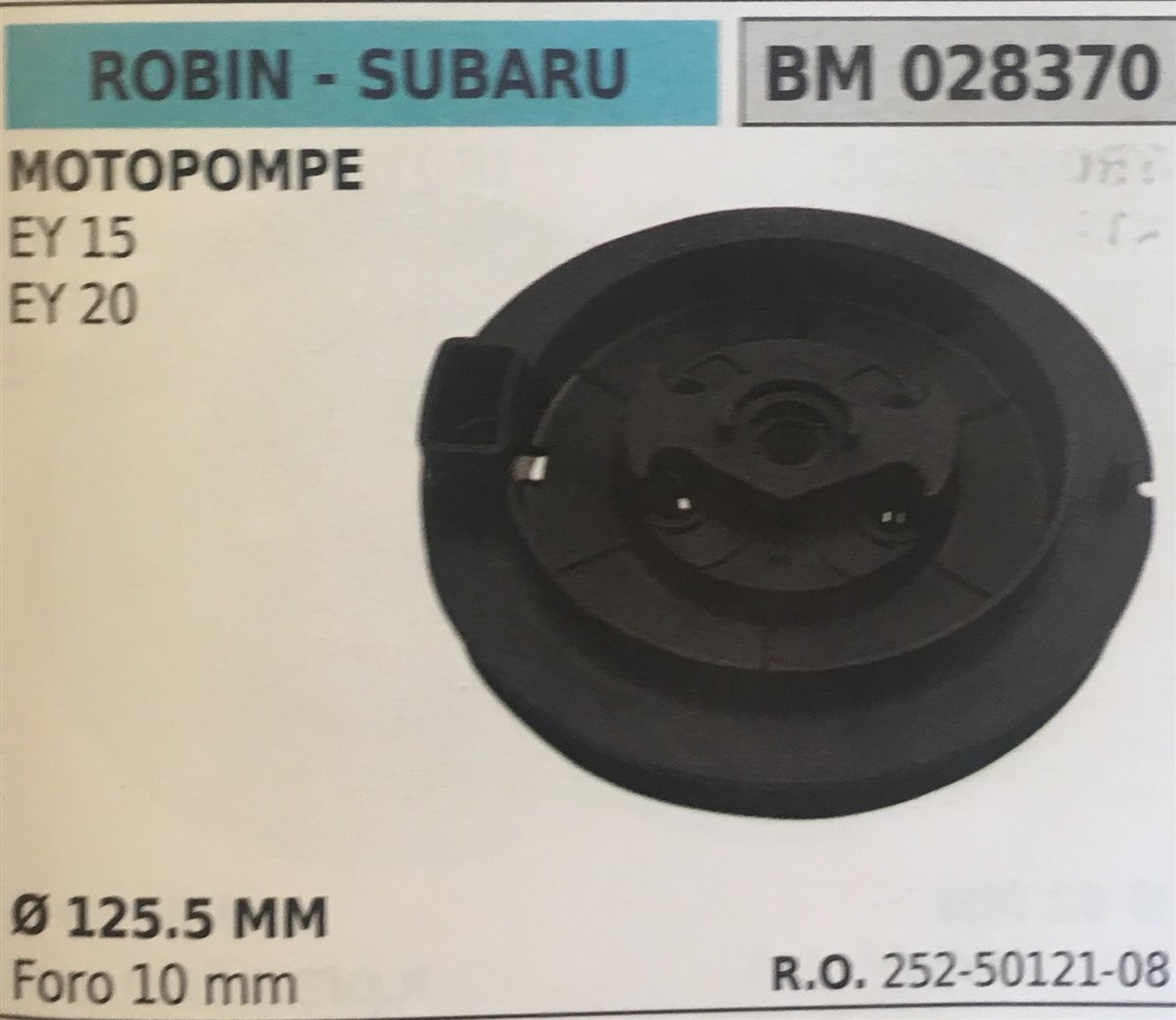 PULEGGIA AVVIAMENTO BRUMAR ROBIN - SUBARU MOTOPOMPE EY 15 EY 20    Ø 125.5 MM foro 10 mm