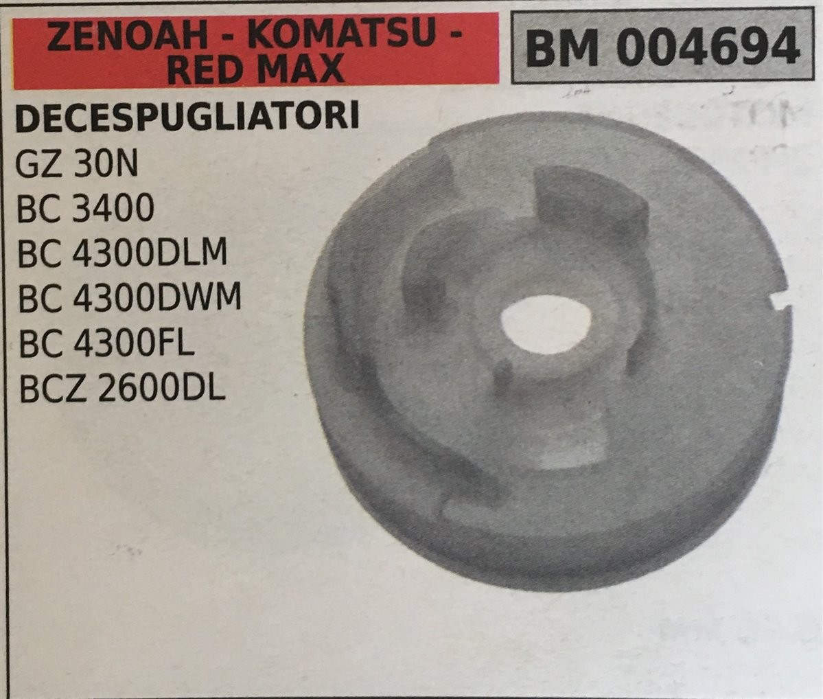 PULEGGIA AVVIAMENTO BRUMAR ZENOAH - KOMATSU - RED MAX DECESPUGLIATORI GZ 30N BC 3400 BC 4300DLM BC 4300DWM BC 4300FL BCZ 2600DL