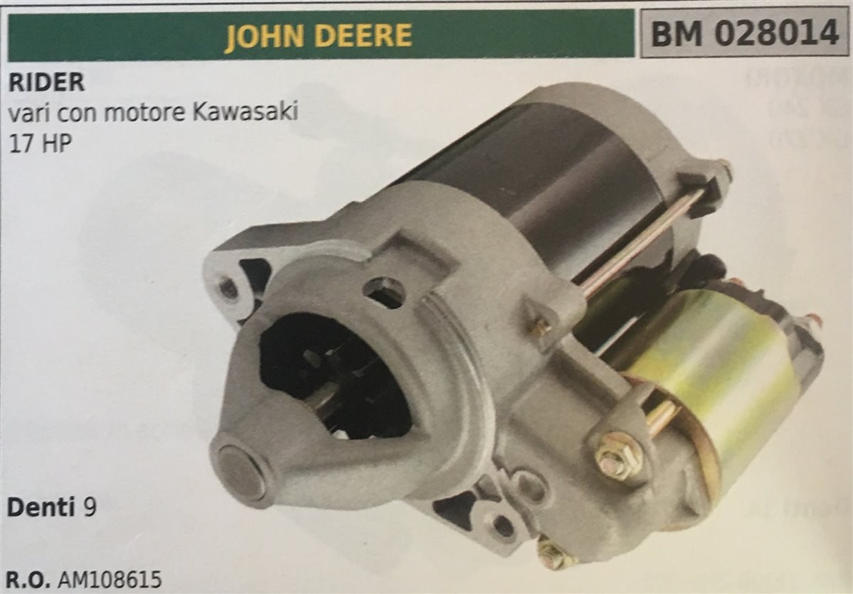 MOTORINO AVVIAMENTO BRUMAR JOHN DEERE RIDER vari con motore Kawasaki 17 HP    DENTI 9