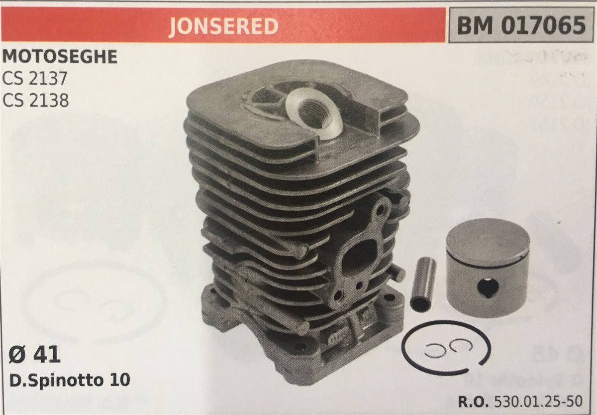 CILINDRO COMPLETO DI PISTONE E SEGMENTI BRUMAR  JONSERED MOTOSEGHE CS 2137 CS 2138    Ø 41 D.Spinotto 10