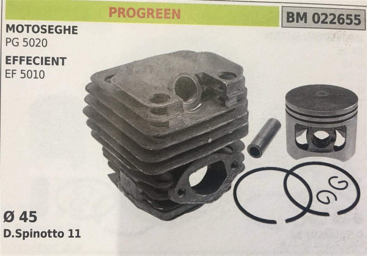 CILINDRO COMPLETO DI PISTONE E SEGMENTI BRUMAR  PROGREEN MOTOSEGHE PG 5020 EFFECIENT  EF 5010    Ø 45 D.Spinotto 11
