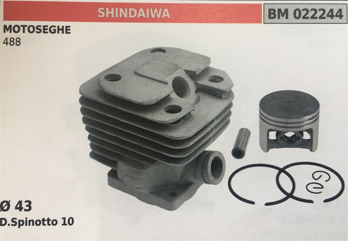 CILINDRO COMPLETO DI PISTONE E SEGMENTI BRUMAR  SHINDAIWA MOTOSEGHE 488    Ø 43 D.Spinotto 10