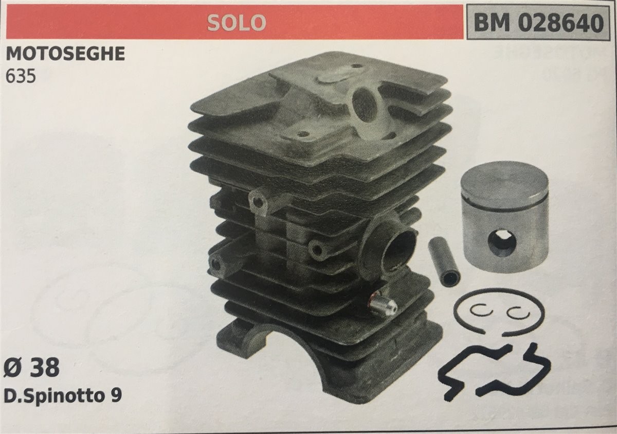 CILINDRO COMPLETO DI PISTONE E SEGMENTI BRUMAR  SOLO MOTOSEGHE 635    Ø 38 D.Spinotto 9