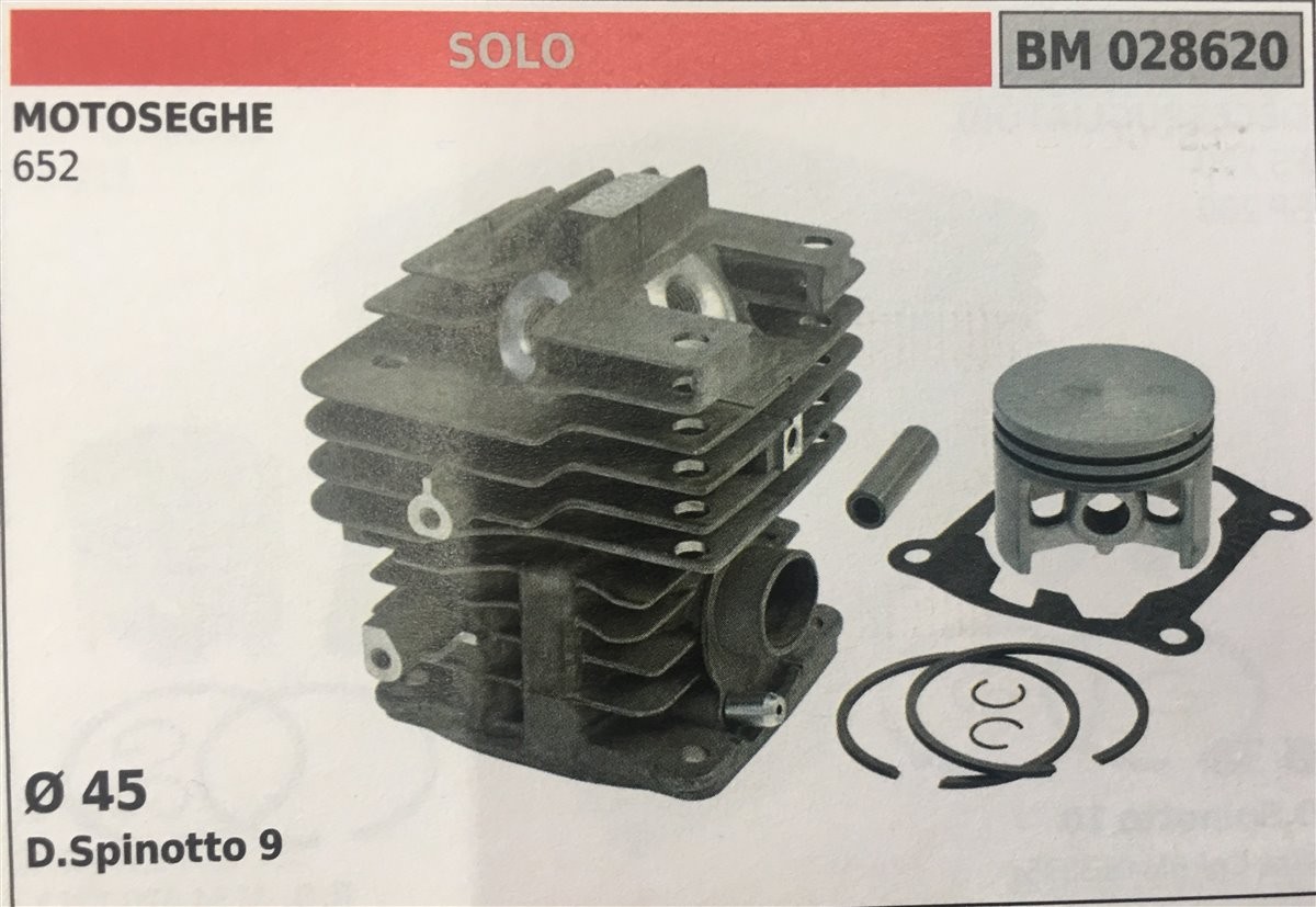 CILINDRO COMPLETO DI PISTONE E SEGMENTI BRUMAR  SOLO MOTOSEGHE 652    Ø 45 D.Spinotto 9