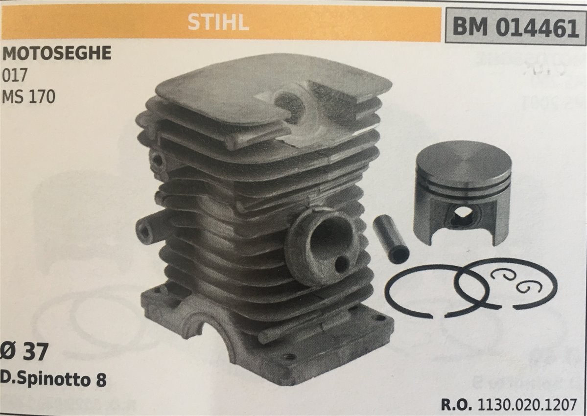 CILINDRO COMPLETO DI PISTONE E SEGMENTI BRUMAR  STIHL MOTOSEGHE 017 FS 170    Ø 37 D.Spinotto 8
