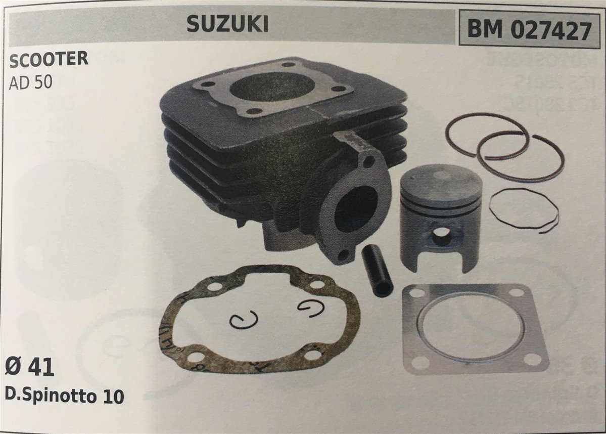 CILINDRO COMPLETO DI PISTONE E SEGMENTI BRUMAR SUZUKI SCOOTER AD 50    Ø 41 D. Spinotto 10