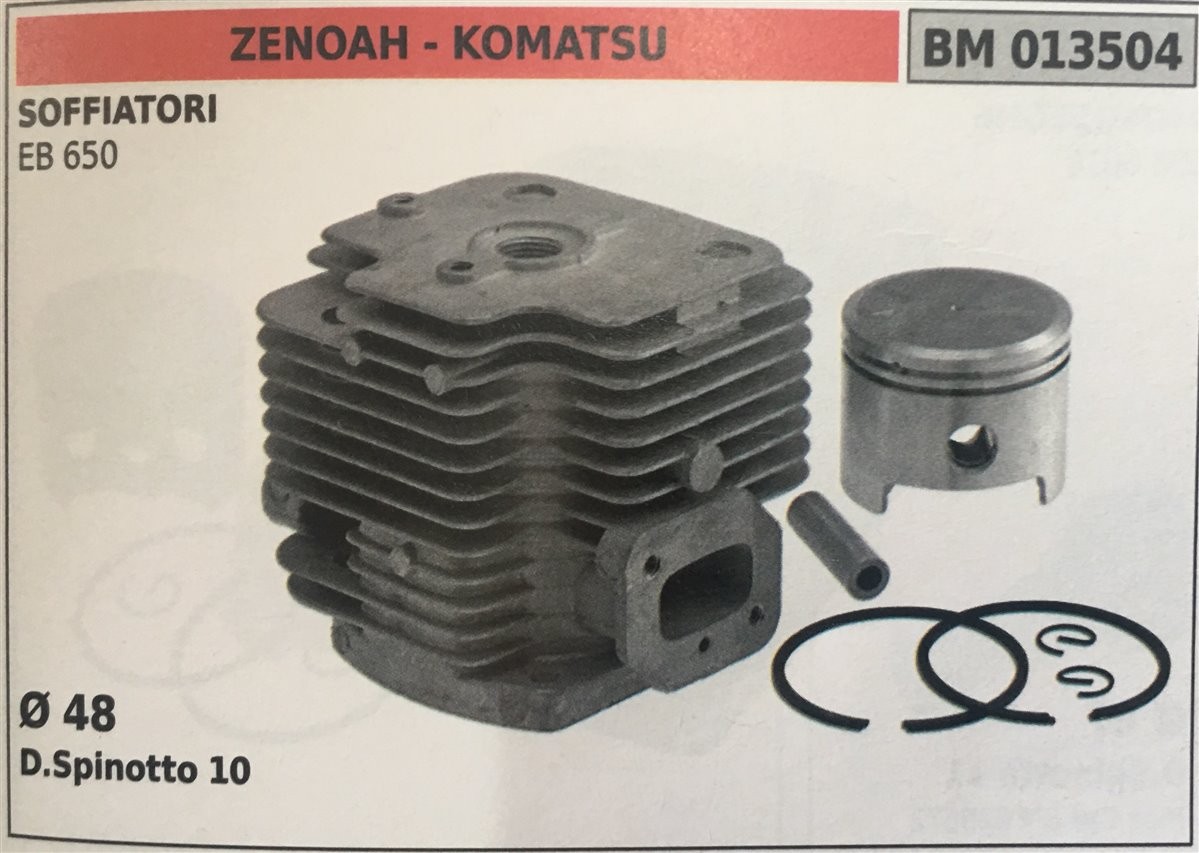 CILINDRO COMPLETO DI PISTONE E SEGMENTI BRUMAR ZENOAH - KOMATSU SOFFIATORI EB 650    Ø 48 D. Spinotto 10