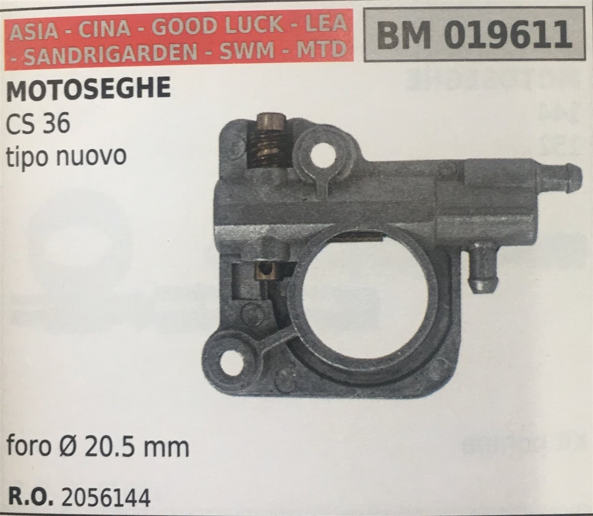 POMPA OLIO BRUMAR ASIA - CINA - GOOD LUCK - LEA - SANDRIGARDEN - SWM - MTD MOTOSEGHE CS 36 tipo nuovo    Foro Ø 20.5 mm