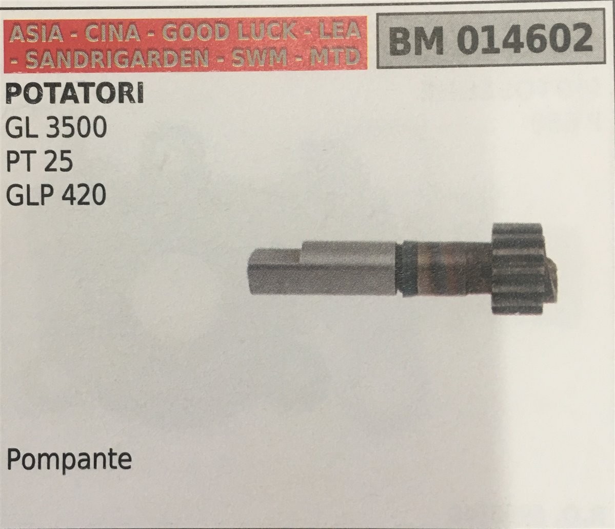 POMPA OLIO BRUMAR ASIA - CINA - GOOD LUCK - LEA - SANDRIGARDEN - SWM - MTD POTATORI GL 3500 PT 25 GLP 420   pompante