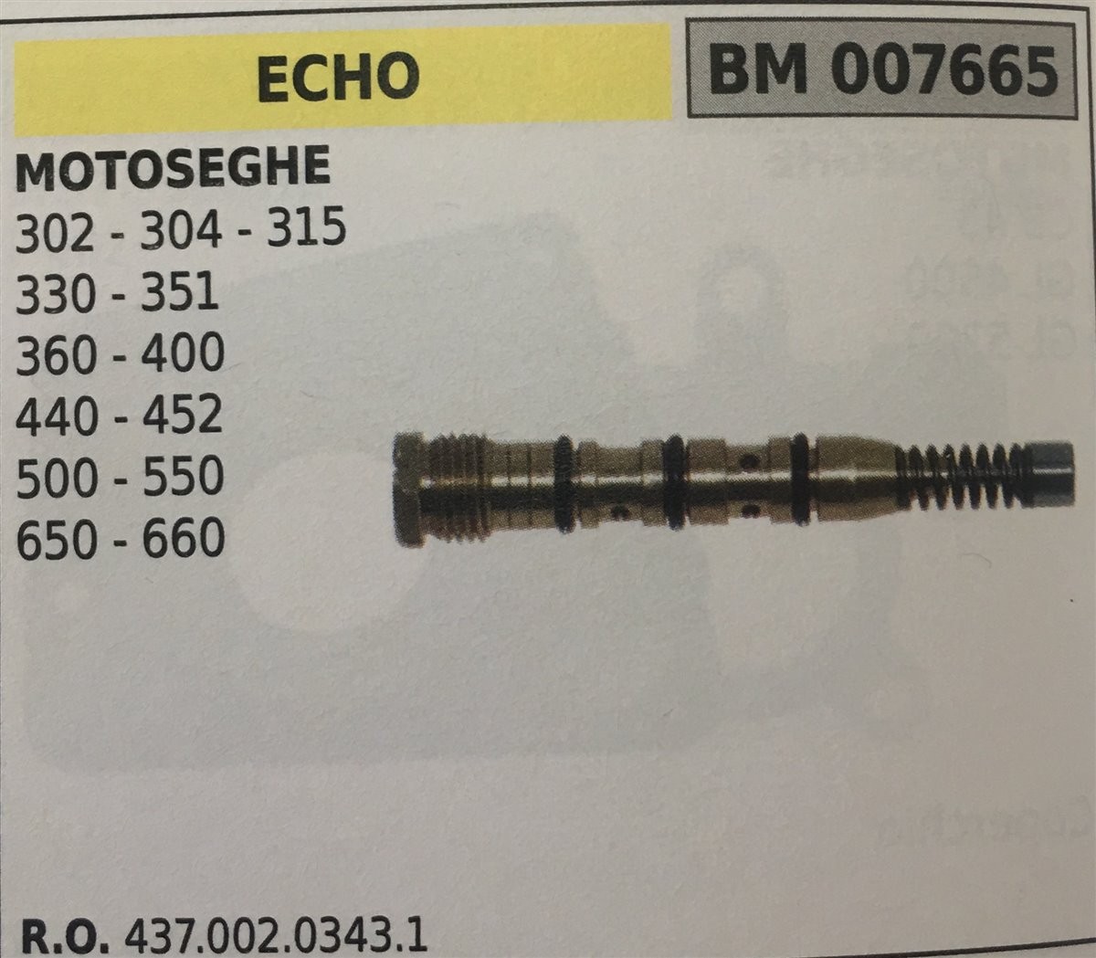 POMPA OLIO BRUMAR ECHO MOTOSEGHE 302 - 304 - 315 330 - 351 360 - 400 440 - 452 500 - 550 650 - 660