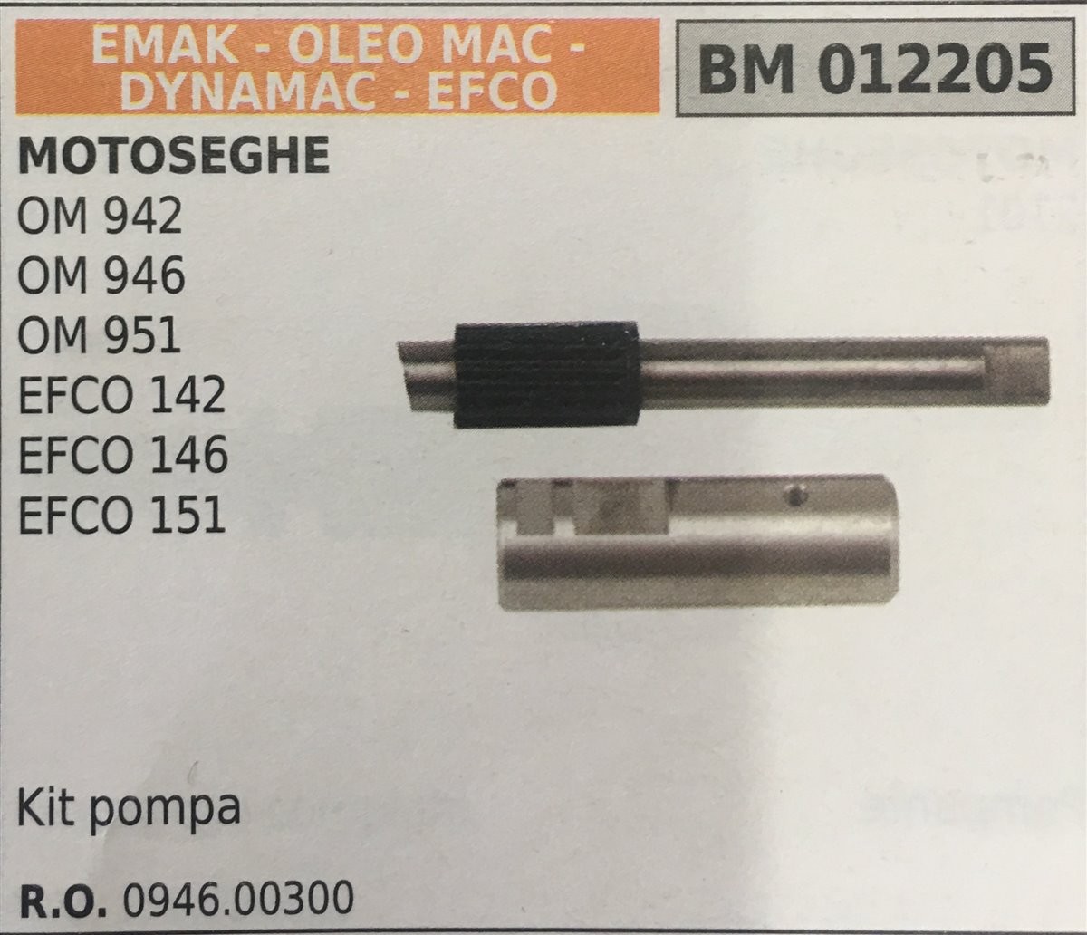 POMPA OLIO BRUMAR EMAK - OLEO MAC - DYNAMAC - EFCO MOTOSEGHE OM 942 OM 946 OM 951 EFCO 142 EFCO 146 EFCO 151   kit pompa