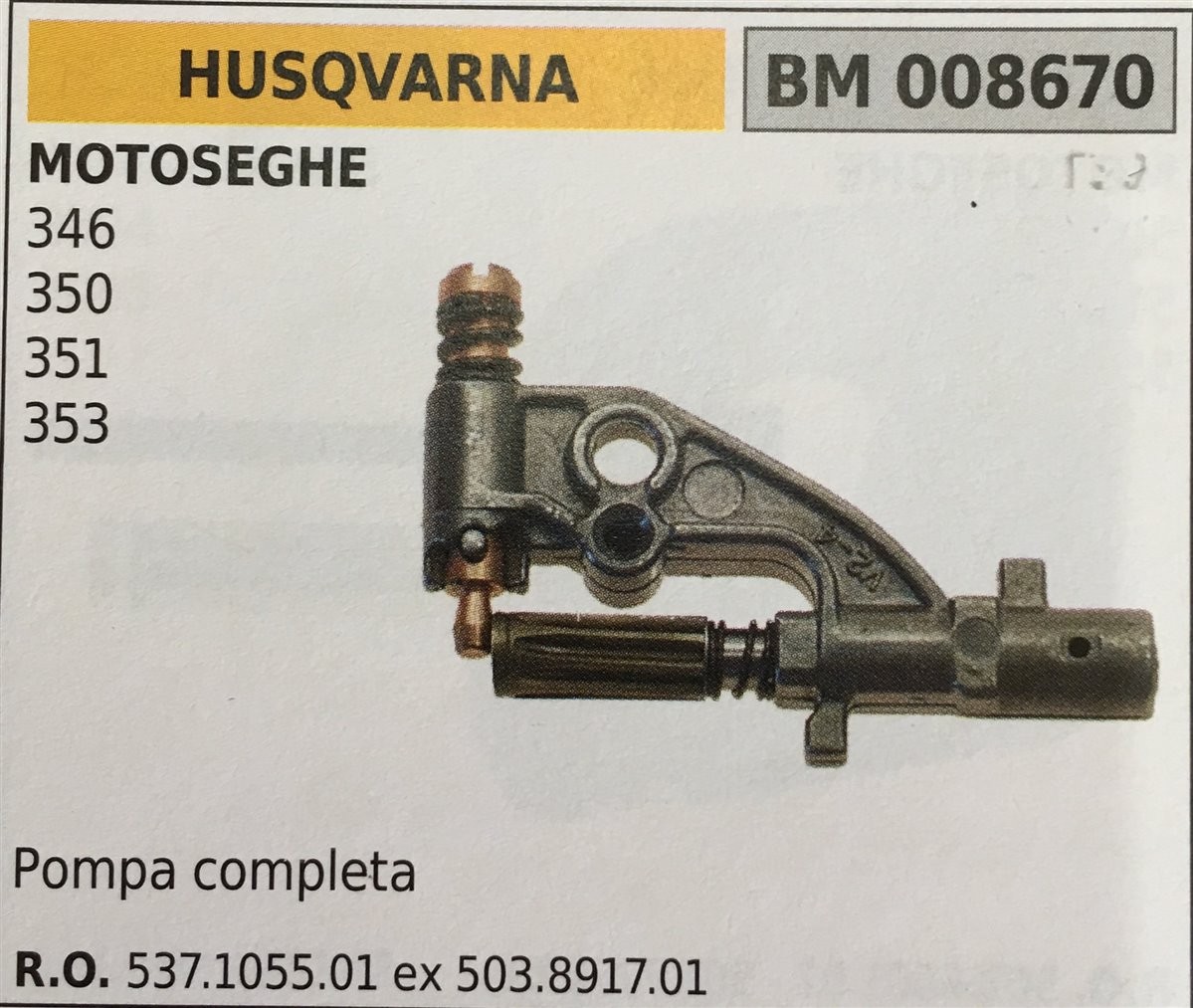 POMPA OLIO BRUMAR HUSQVARNA MOTOSEGHE 346 350 351 353   pompa completa