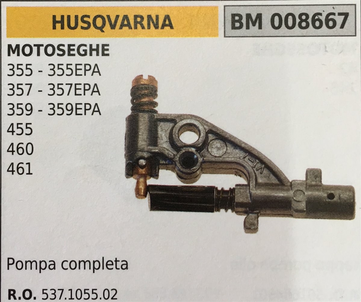 POMPA OLIO BRUMAR HUSQVARNA MOTOSEGHE 355 - 355EPA 357 - 357EPA 359 - 359EPA 455 460 461   pompa completa