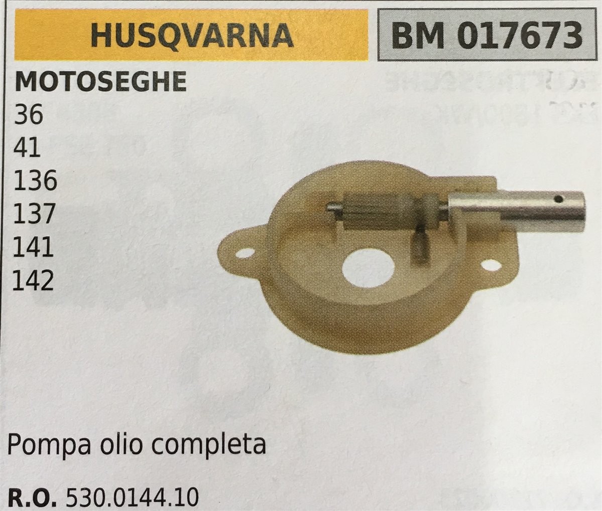 POMPA OLIO BRUMAR HUSQVARNA MOTOSEGHE 36 41 136 137 141 142   pompa olio completa