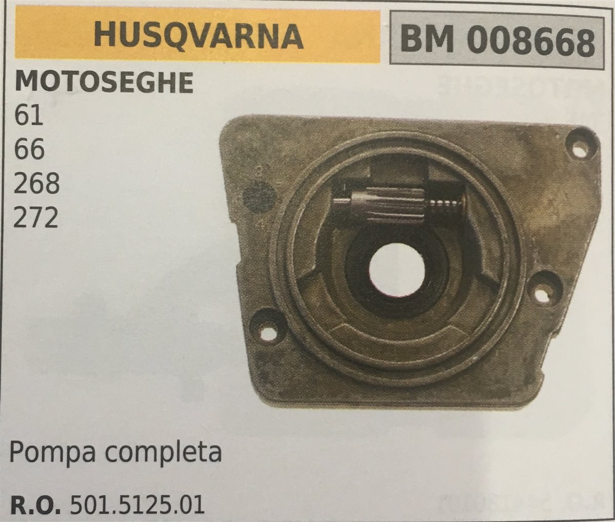 POMPA OLIO BRUMAR HUSQVARNA MOTOSEGHE 61 66 268 272   pompa completa