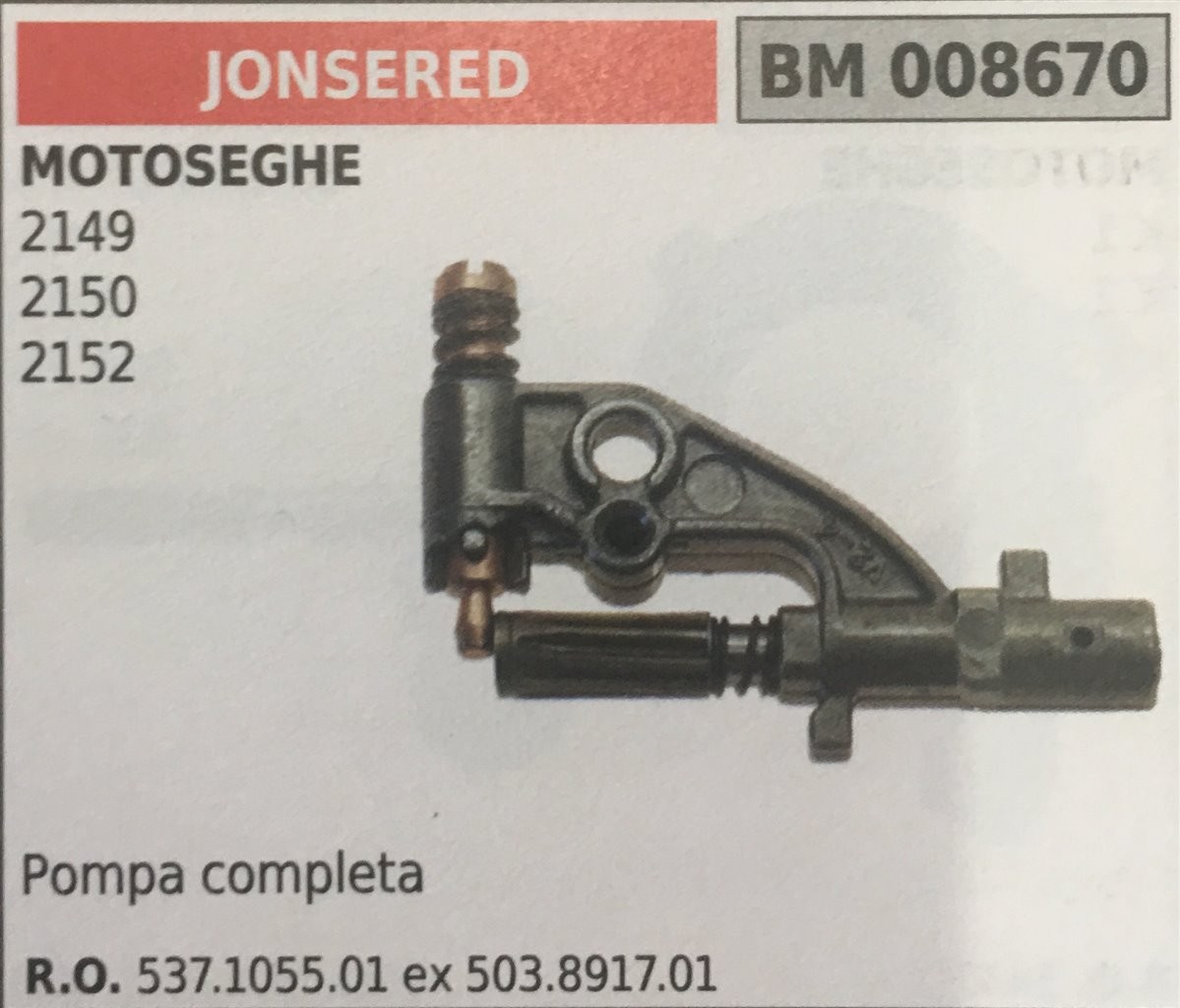 POMPA OLIO BRUMAR JONSERED MOTOSEGHE 2149 2150 2152   pompa completa