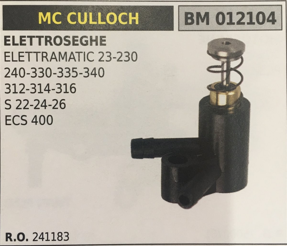 POMPA OLIO BRUMAR MC CULLOCH ELETTROSEGHE ELETTRAMATIC 23-230 240-330-335-340 312-3124-316 S 22-24-26 ECS 400