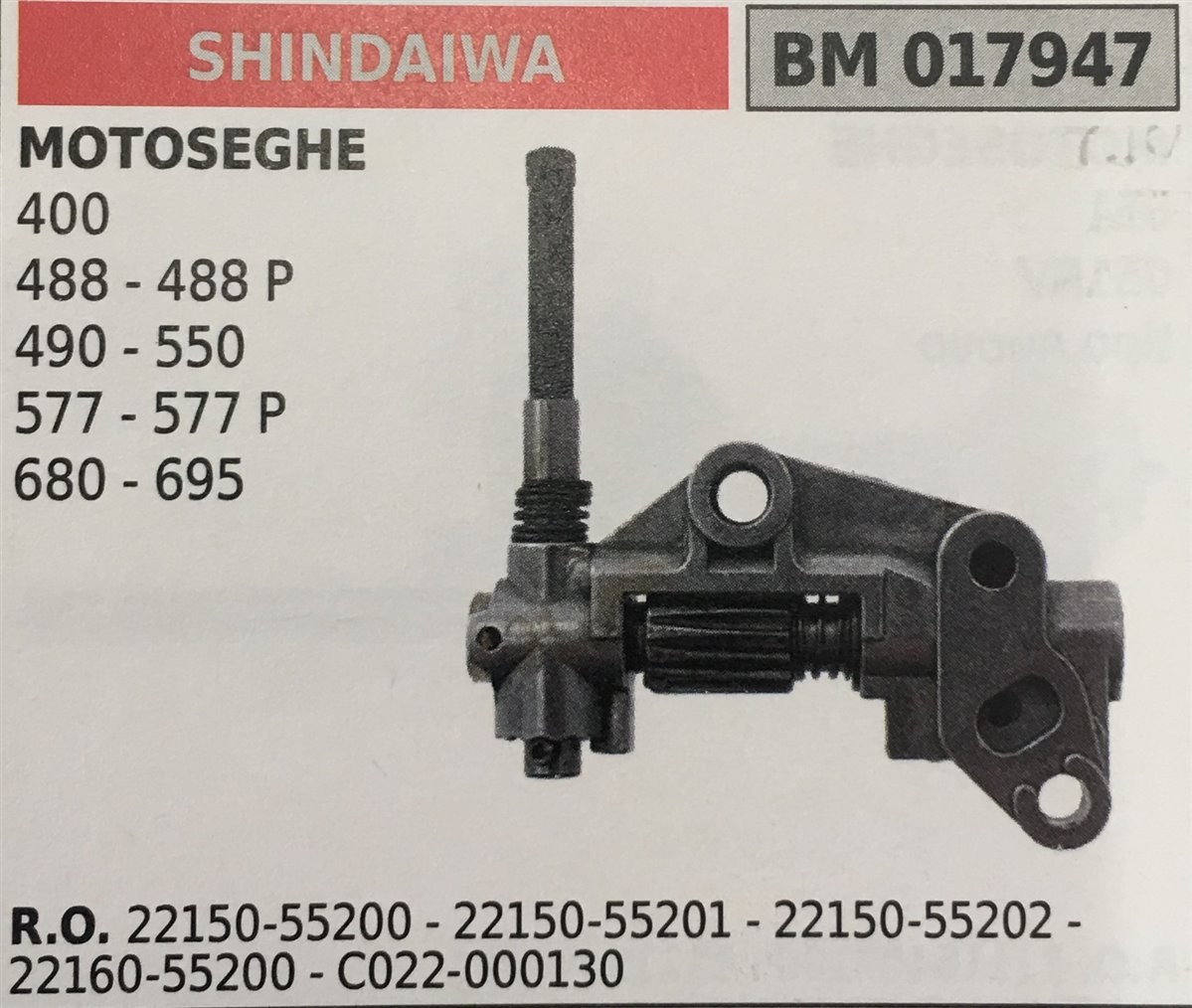 POMPA OLIO BRUMAR SHINDAIWA MOTOSEGHE 400 488 - 488 P 490 - 550 577 - 577 P 680 - 695