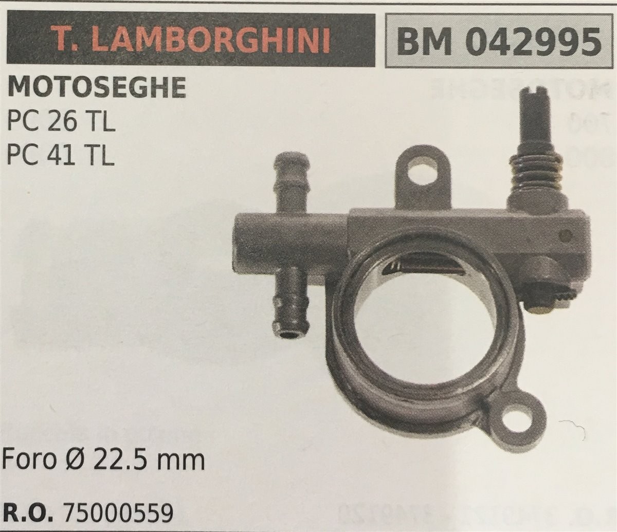POMPA OLIO BRUMAR T. LAMBORGHINI MOTOSEGHE PC 26 TL PC 41 TL   foro Ø 22.5 mm