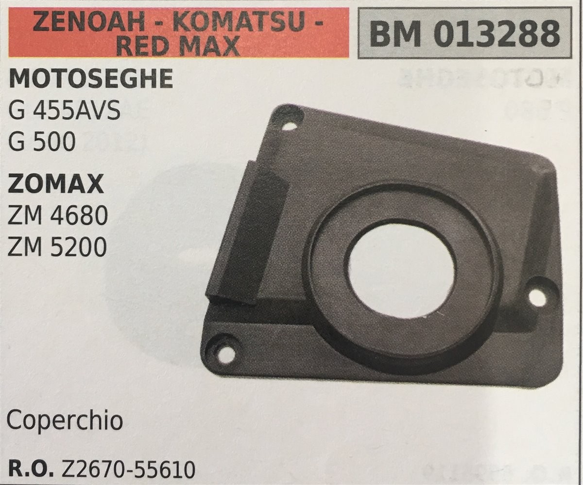 POMPA OLIO BRUMAR ZENOAH - KOMATSU - RED MAX MOTOSEGHE G 455AVS G 500 ZOMAX ZM 4680 ZM 5200   coperchio