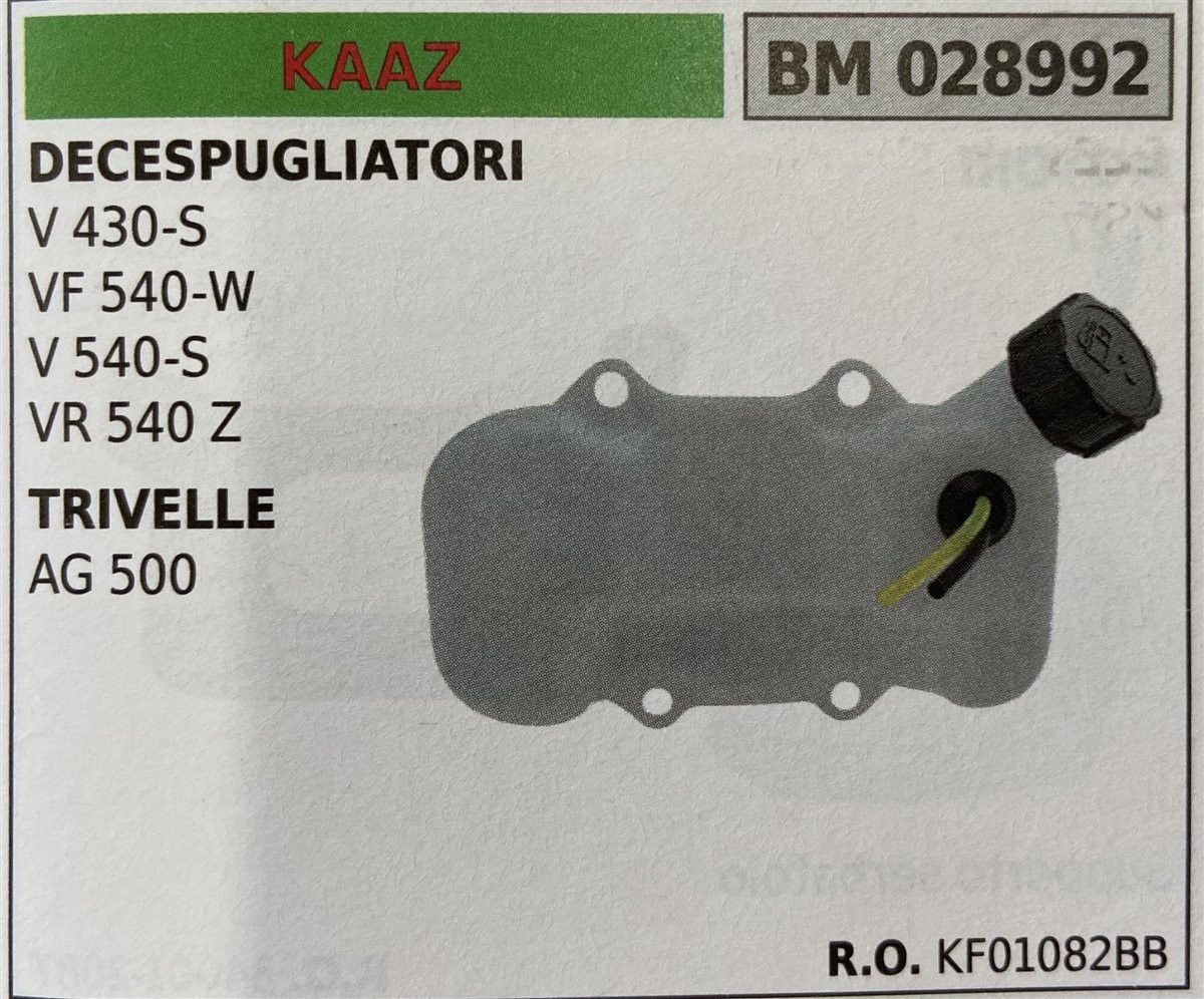 BRUMAR SERBATOIO KAAZ DECESPUGLIATORI V 430-S VF 540-W V 540-S VR 540 Z TRIVELLE AG 500   R.O. KF01082BB