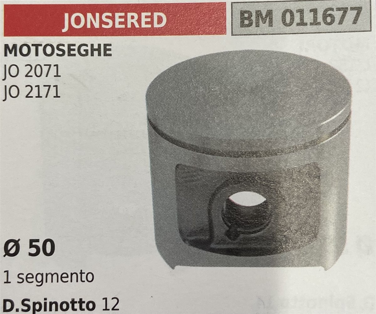 BRUMAR PISTONE COMPLETO JONSERED MOTOSEGHE JO 2071 JO 2171  Ø 50 1 segmento D. Spinotto 12  R.O. -