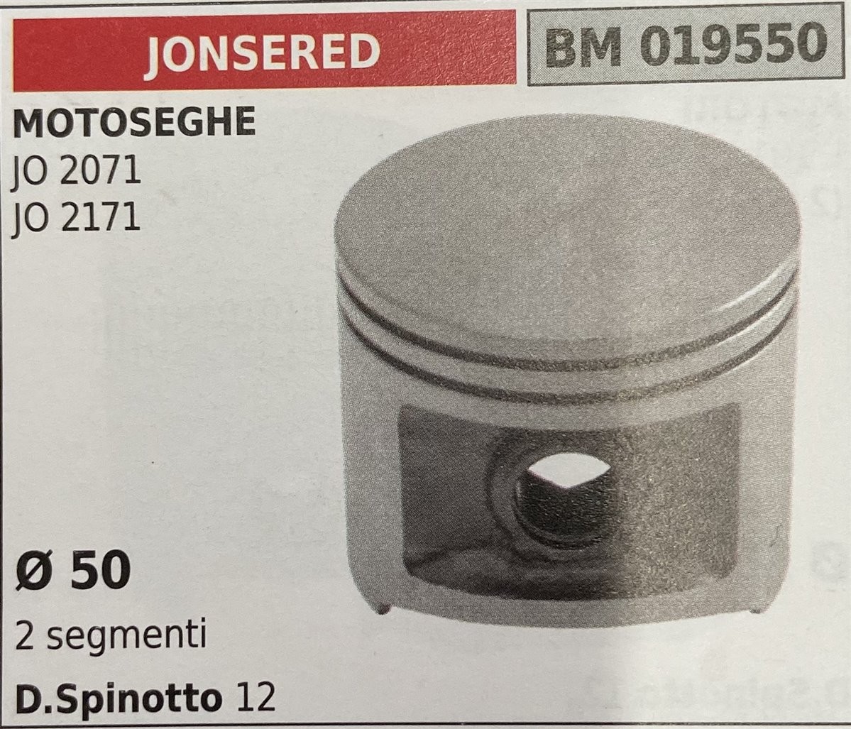 BRUMAR PISTONE COMPLETO JONSERED MOTOSEGHE JO 2071 JO 2171  Ø 50 2 segmenti D. Spinotto 12  R.O. -