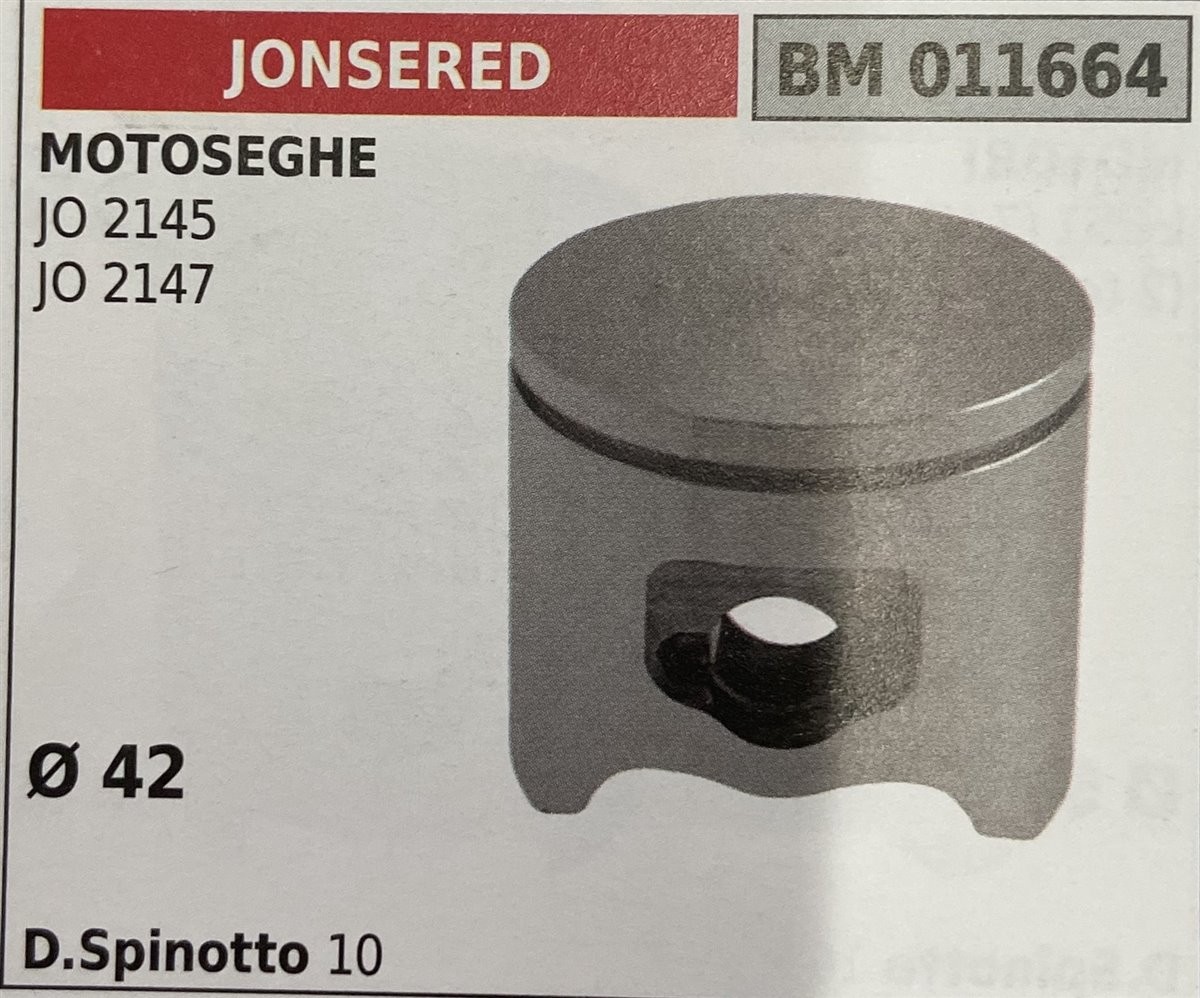 BRUMAR PISTONE COMPLETO JONSERED MOTOSEGHE JO 2145 JO 2147  Ø 42 D. Spinotto 10  R.O. -