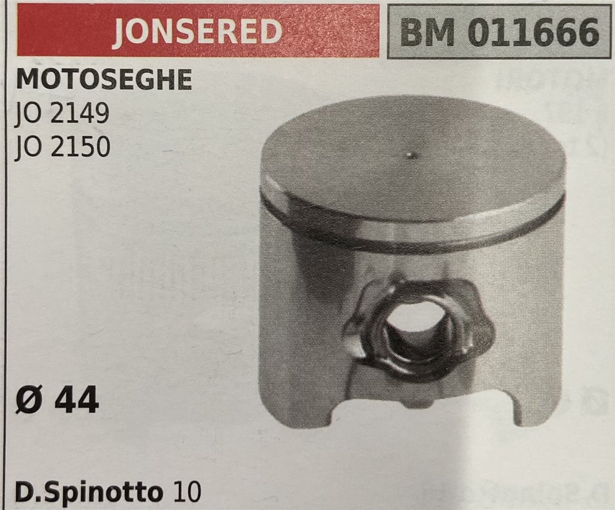 BRUMAR PISTONE COMPLETO JONSERED MOTOSEGHE JO 2149 JO 2150  Ø 44 D. Spinotto 10  R.O. -