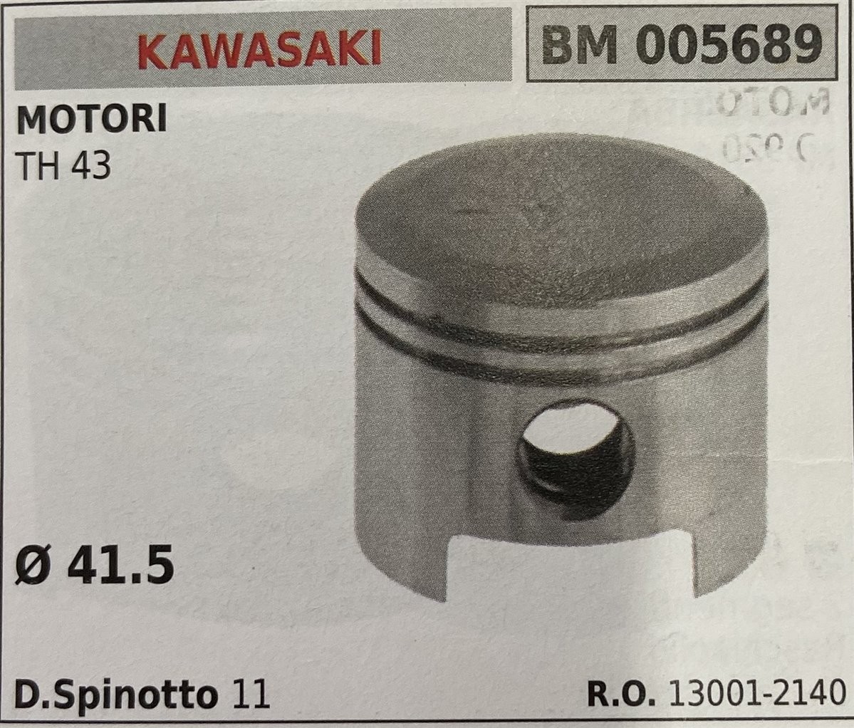 BRUMAR PISTONE COMPLETO KAWASAKI MOTORI TH 43  Ø 41.5 D. Spinotto 11  R.O. 13001-2140
