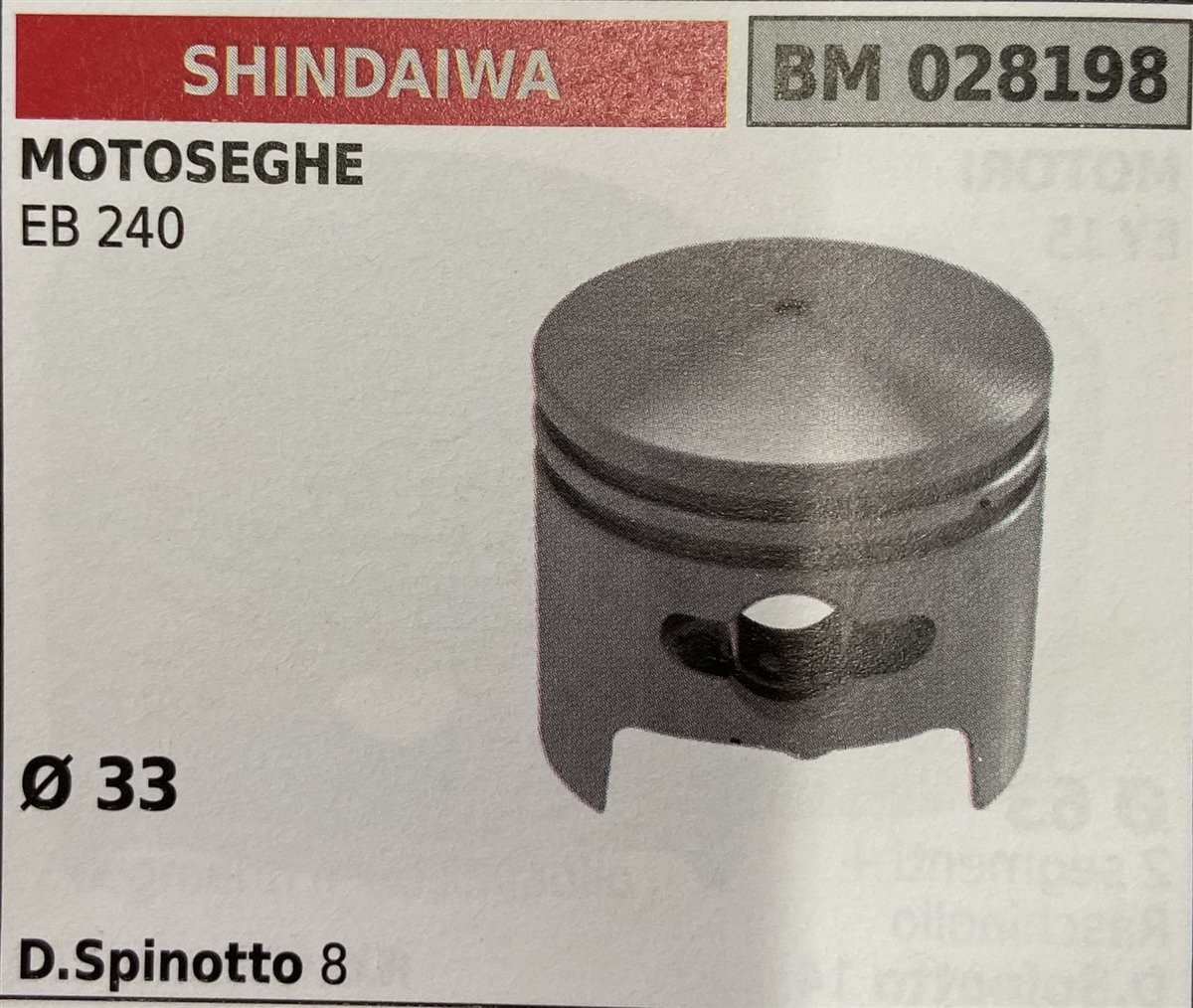 BRUMAR PISTONE COMPLETO SHINDAIWA MOTOSEGHE EB 240  Ø 33 D. Spinotto 8  R.O. -