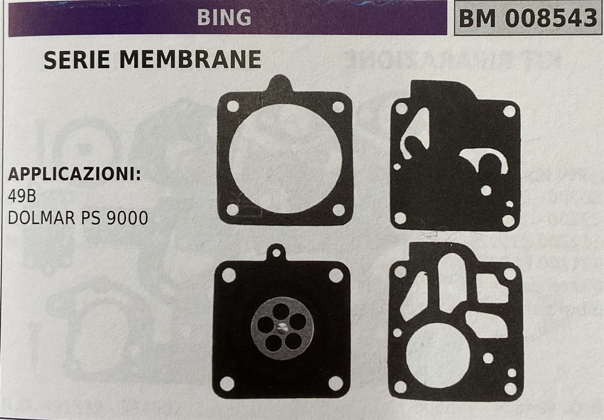 BRUMAR MEMBRANA/KIT RIPARAZIONE BING  SERIE MEMBRANE  APPLICAZIONI: 49B DOLMAR PS 9000  R.O. -