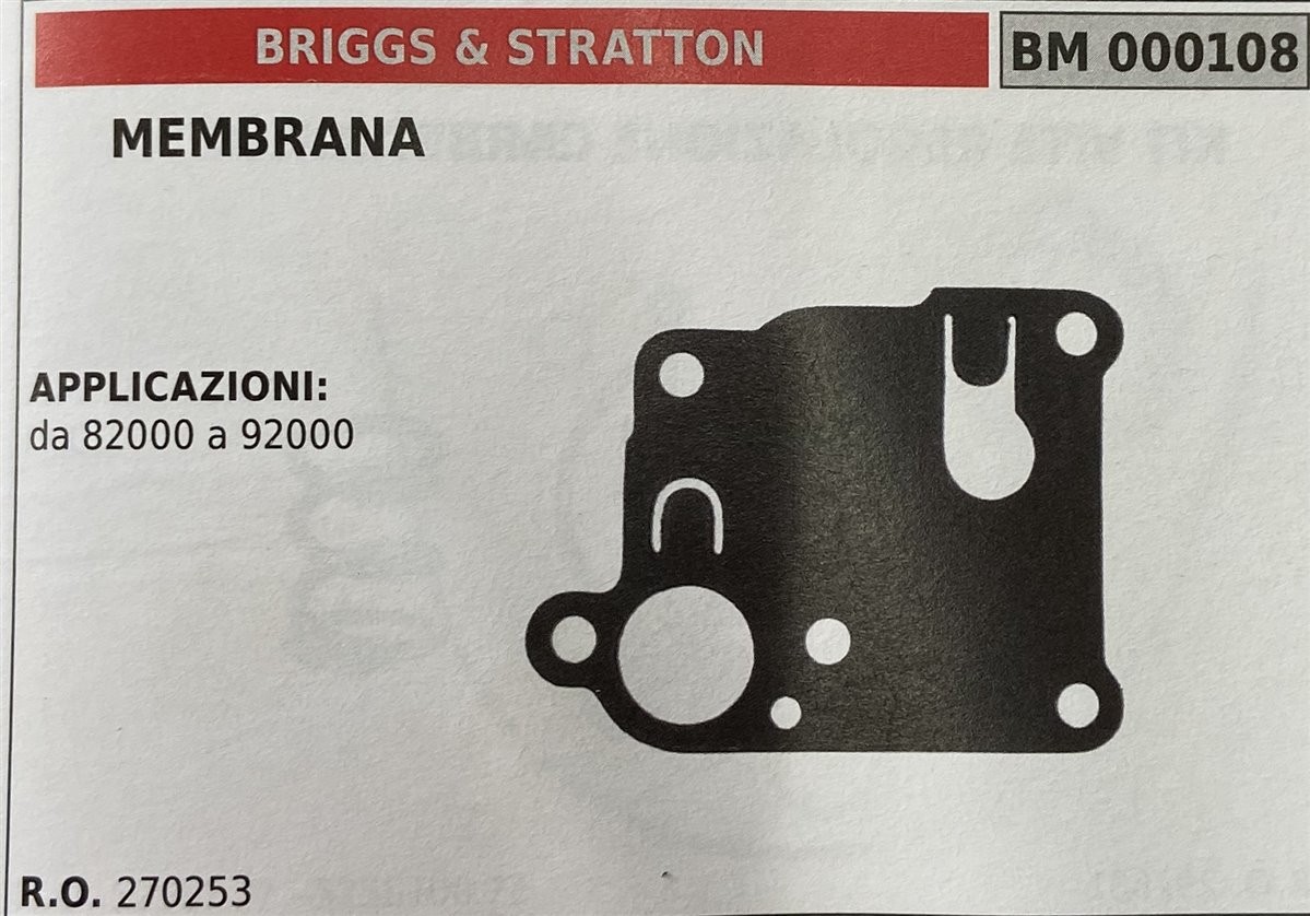 BRUMAR MEMBRANA/KIT RIPARAZIONE BRIGGS & STRATTON  MEMBRANA  APPLICAZIONI: da 82000 a 92000   R.O. 270253